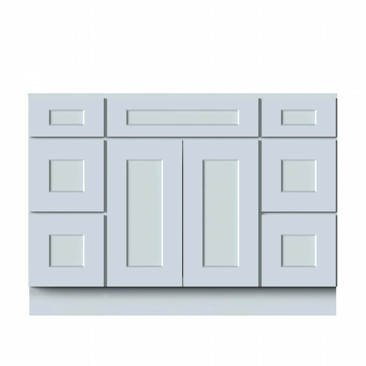 Dove Grey RTA 48"W x 21"D x 34.5"H Vanity Base Cabinet with 2 Doors and 6 Drawers
