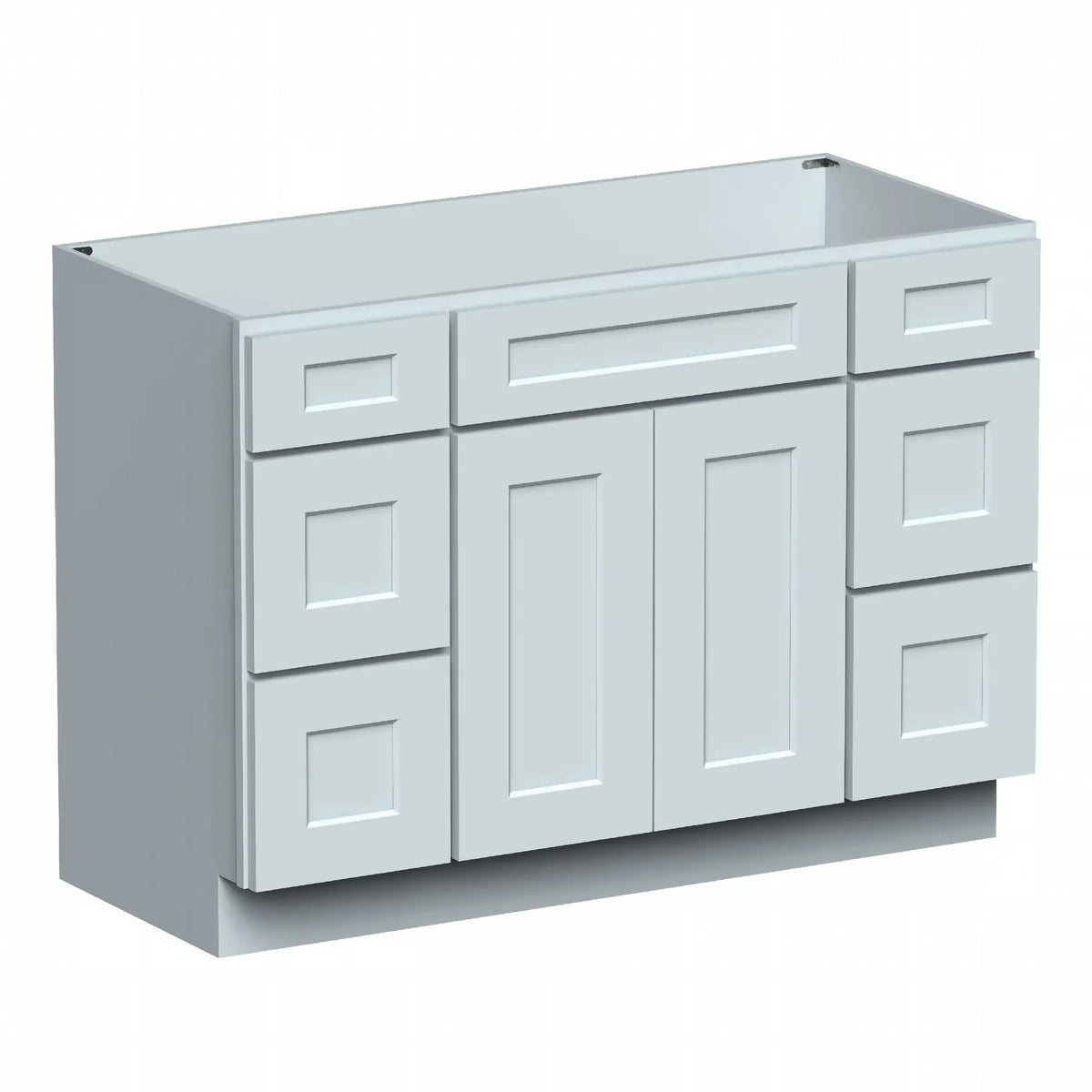 Dove Grey RTA 48"W x 21"D x 34.5"H Vanity Base Cabinet with 2 Doors and 6 Drawers