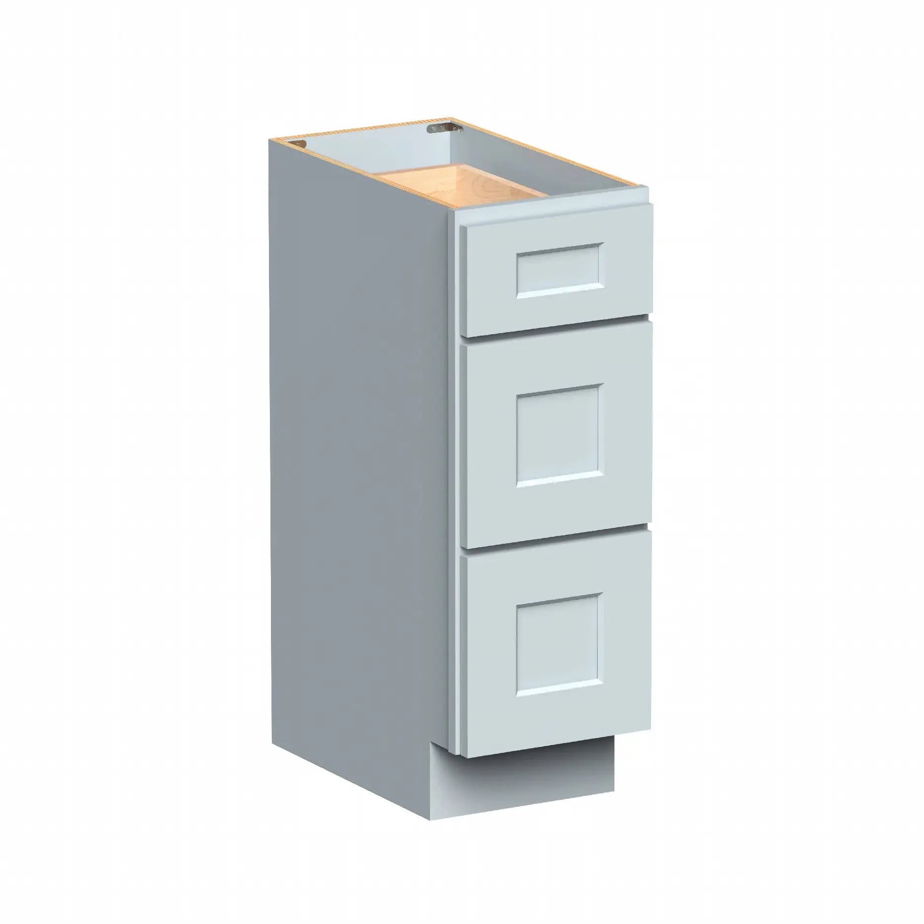 Dove Grey RTA 12"-24"W x 21"D x 34.5"H Vanity Drawer Base Cabinet with 3 Drawers