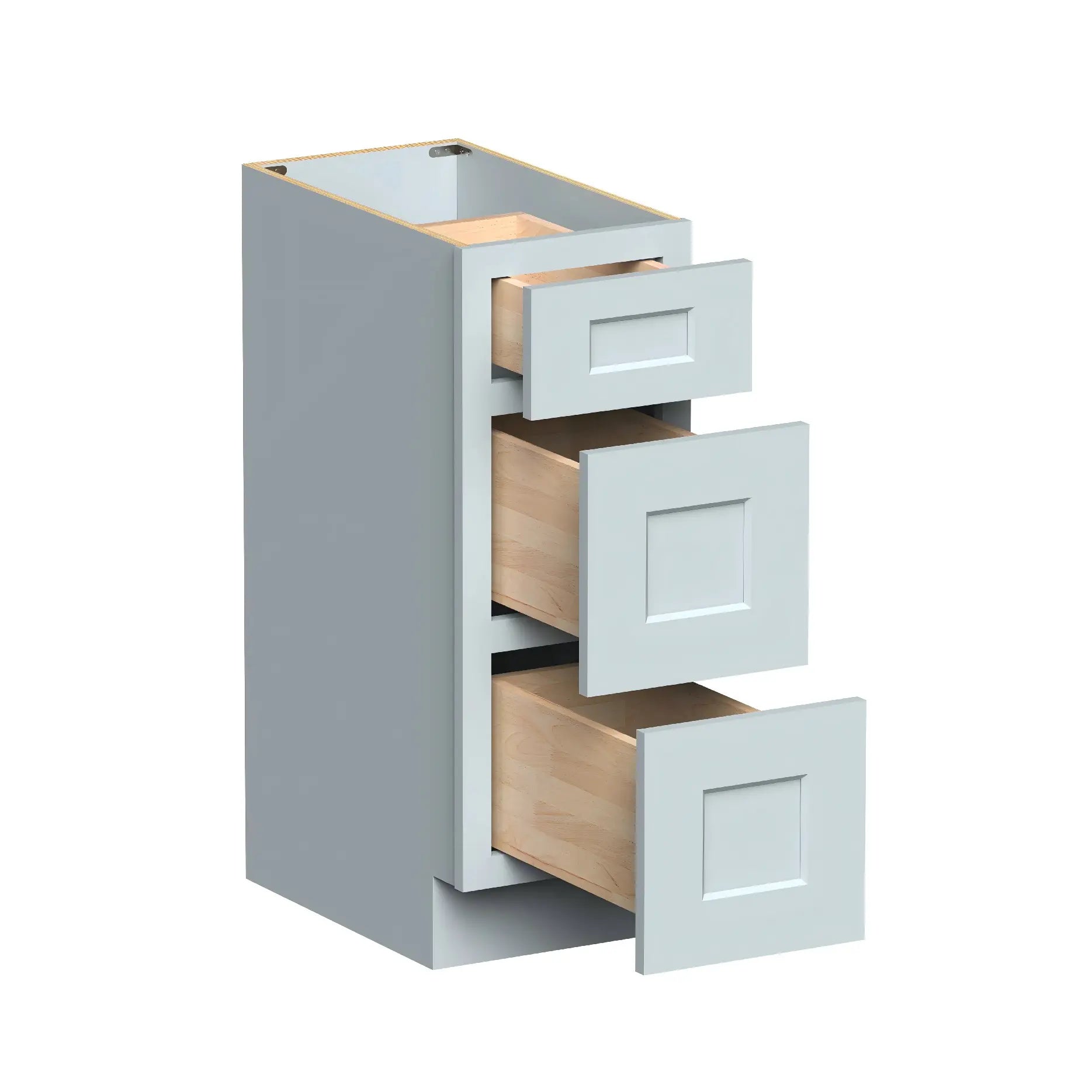 Dove Grey RTA 12"-24"W x 21"D x 34.5"H Vanity Drawer Base Cabinet with 3 Drawers