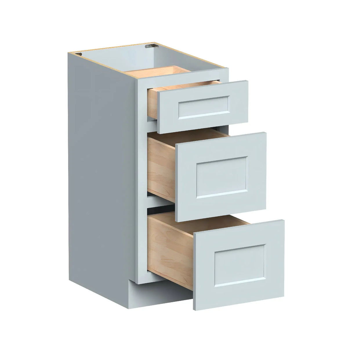 Dove Grey RTA 12"-24"W x 21"D x 34.5"H Vanity Drawer Base Cabinet with 3 Drawers