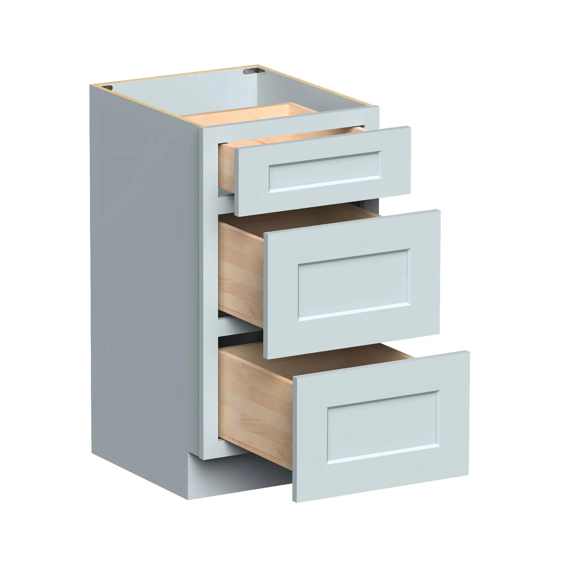 Dove Grey RTA 12"-24"W x 21"D x 34.5"H Vanity Drawer Base Cabinet with 3 Drawers