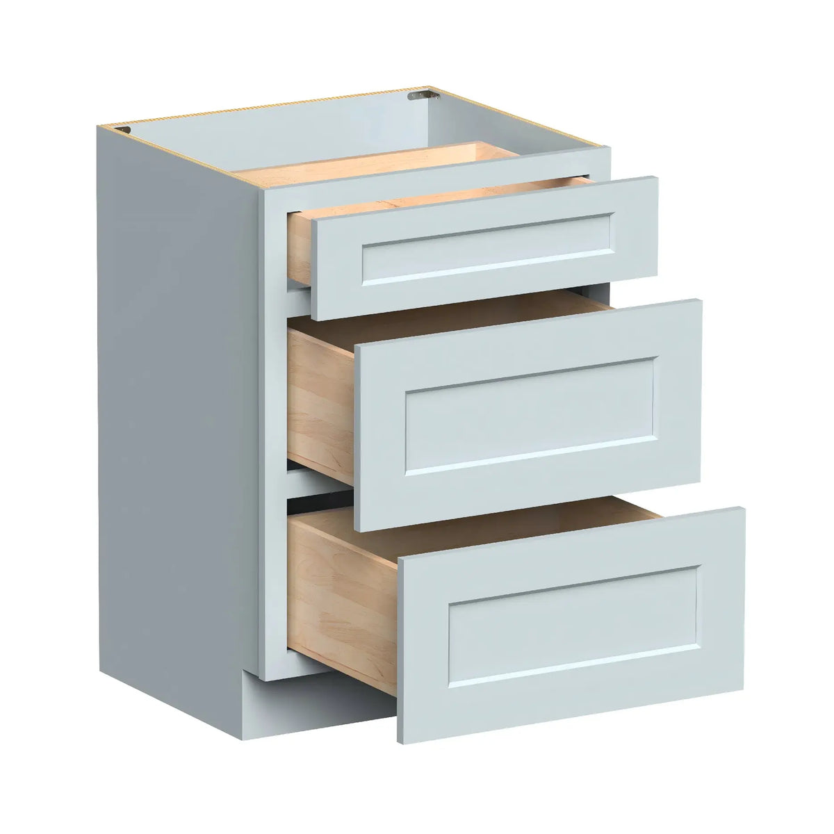 Dove Grey RTA 12"-24"W x 21"D x 34.5"H Vanity Drawer Base Cabinet with 3 Drawers