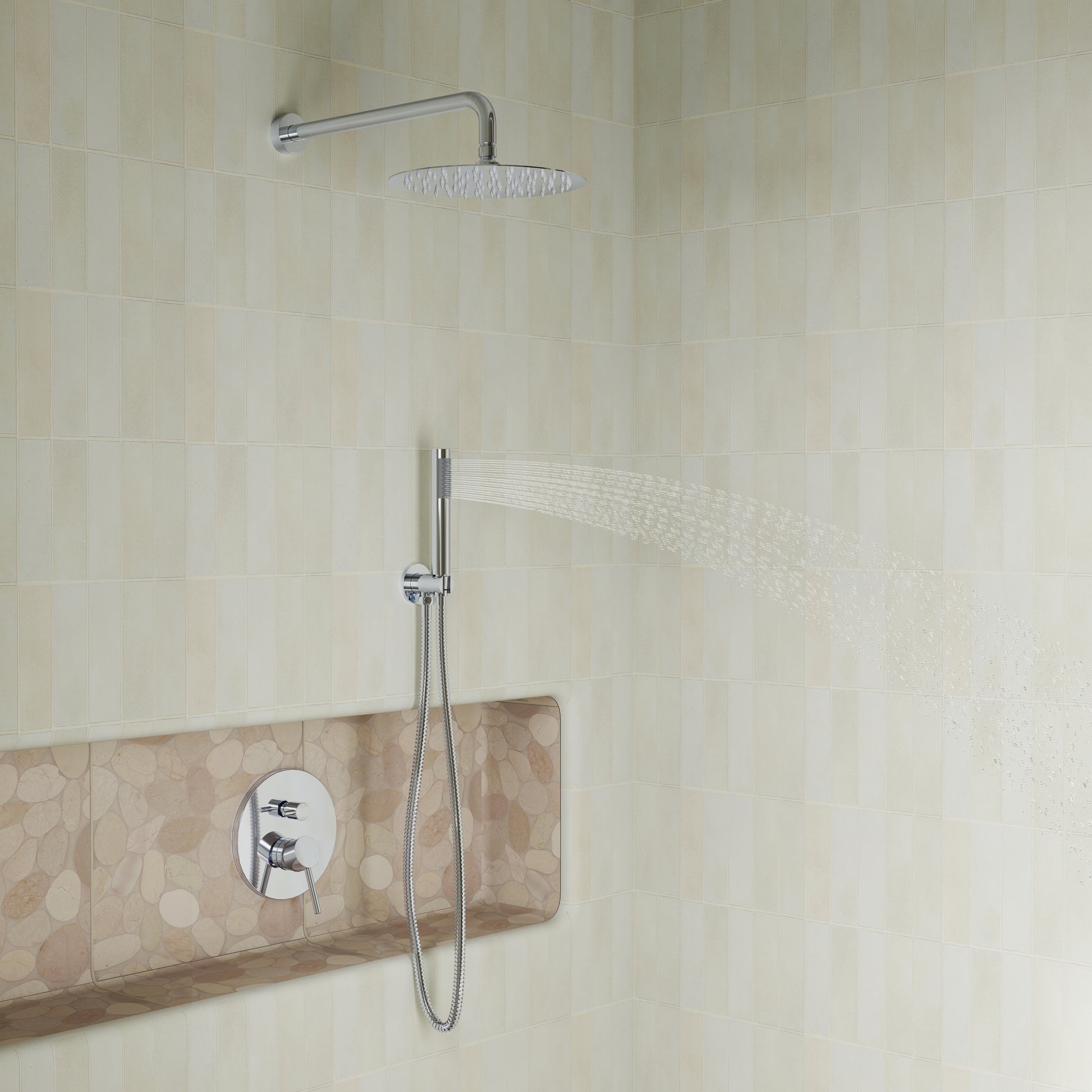 10" Wall Mount Water Saving Rain Shower Head System with Handheld