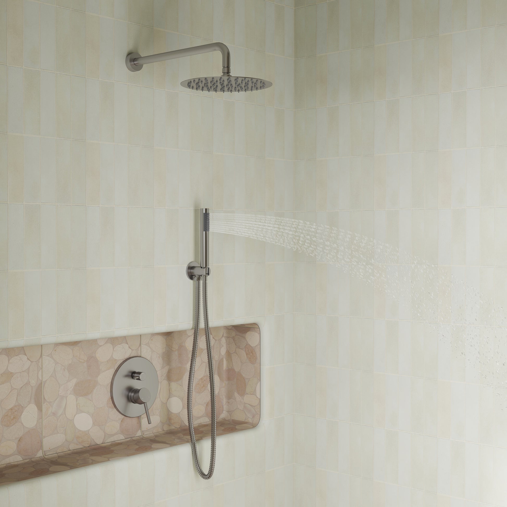 10" Wall Mount Water Saving Rain Shower Head System with Handheld