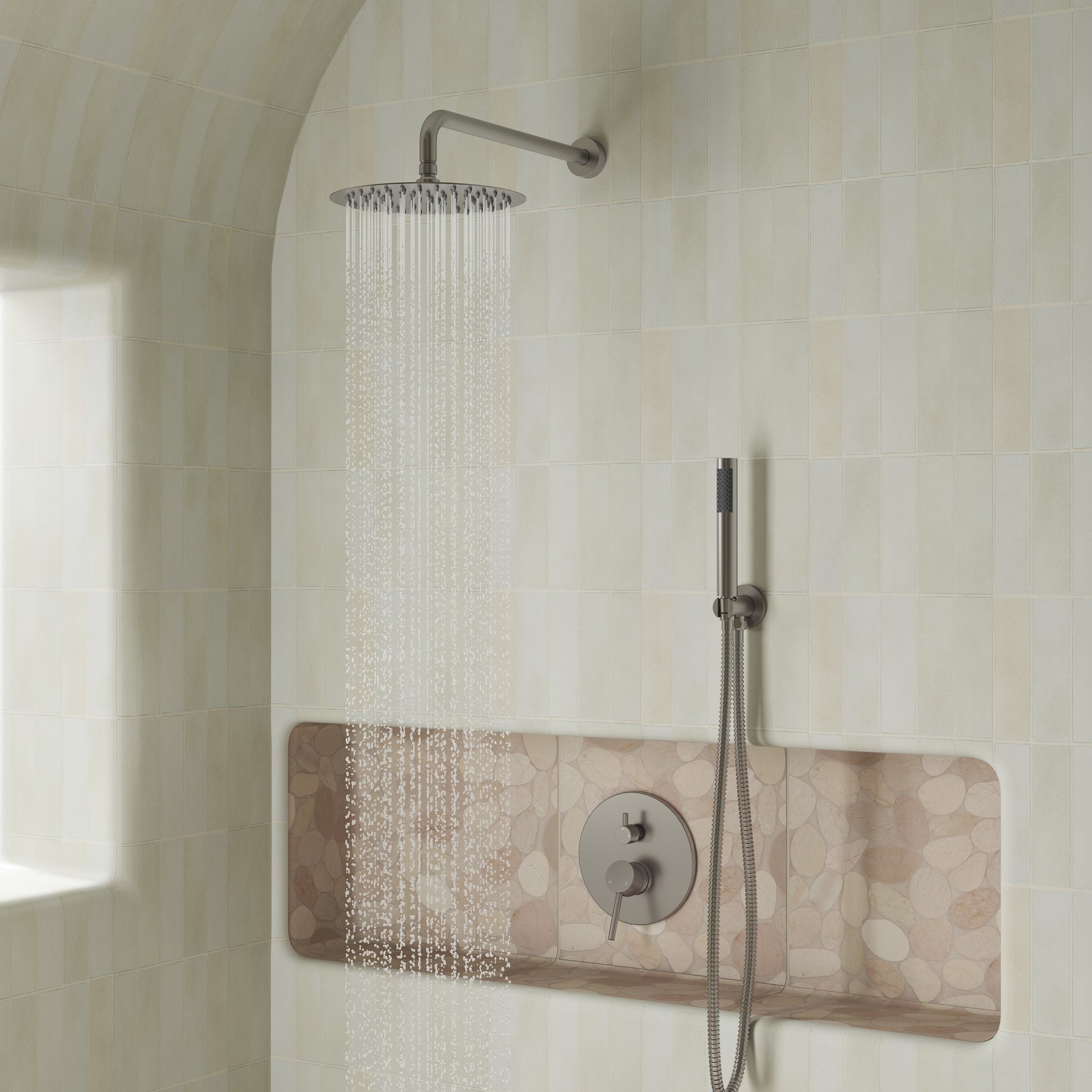 10" Wall Mount Water Saving Rain Shower Head System with Handheld