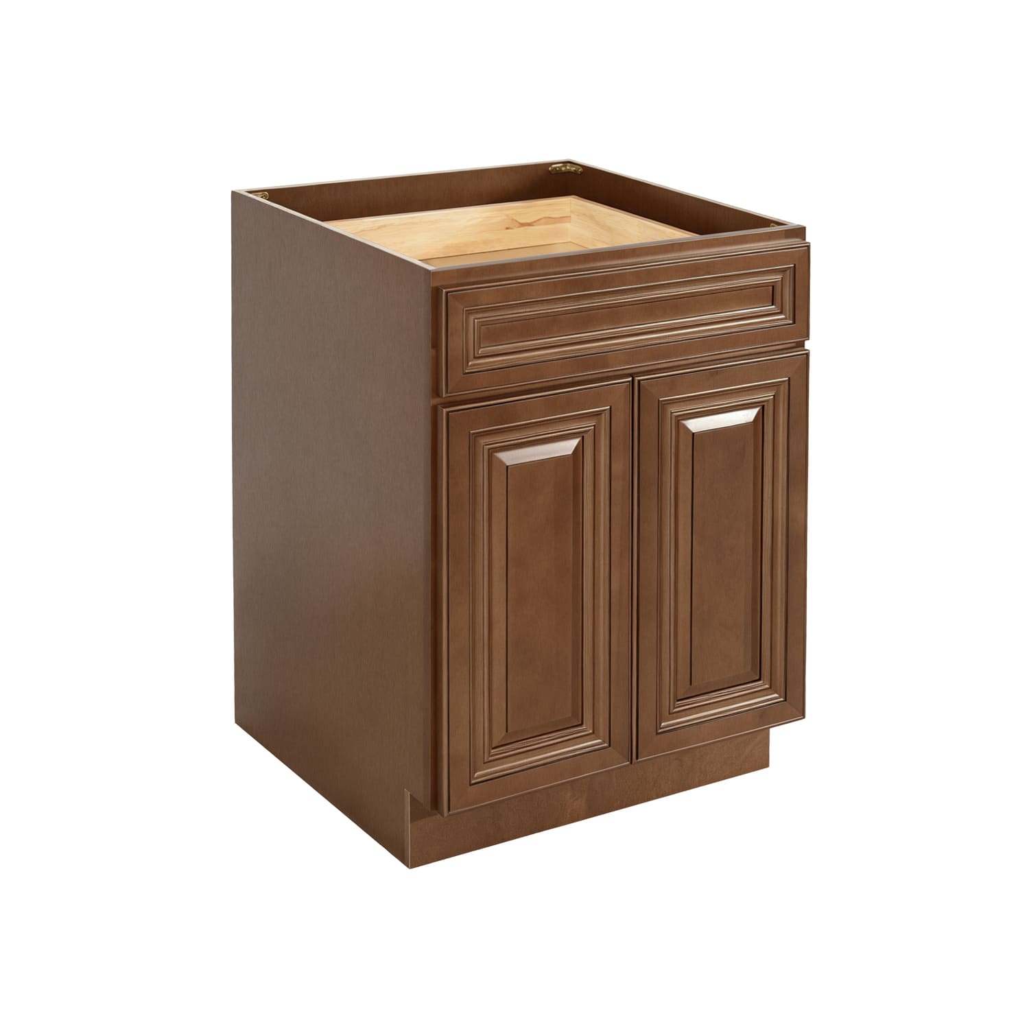 Dark Caramel RTA 24"W x 24"D x 34.5"H Base Cabinet with 1 Drawer and 2 Doors