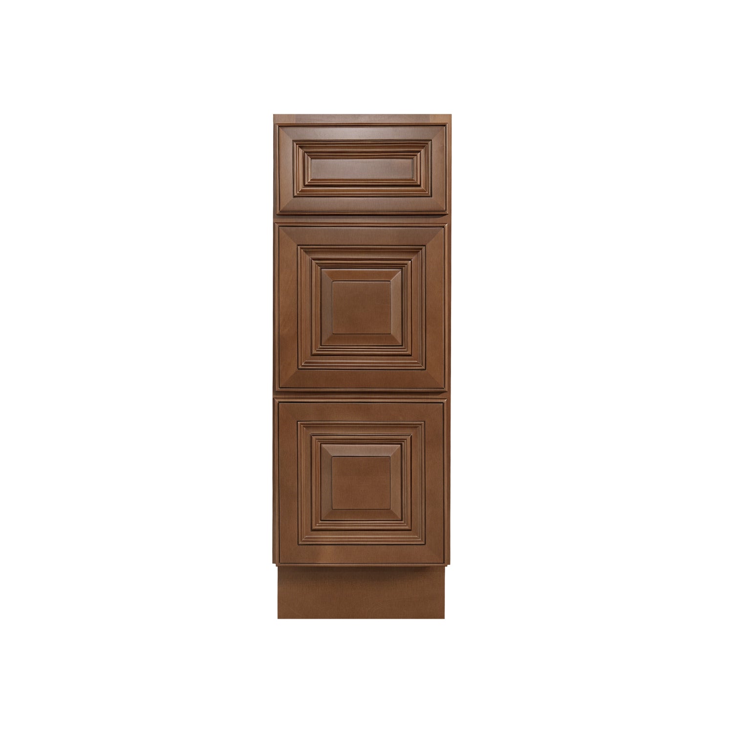 Dark Caramel RTA 12"W x 24"D x 34.5"H Base Cabinet with 3 Drawers