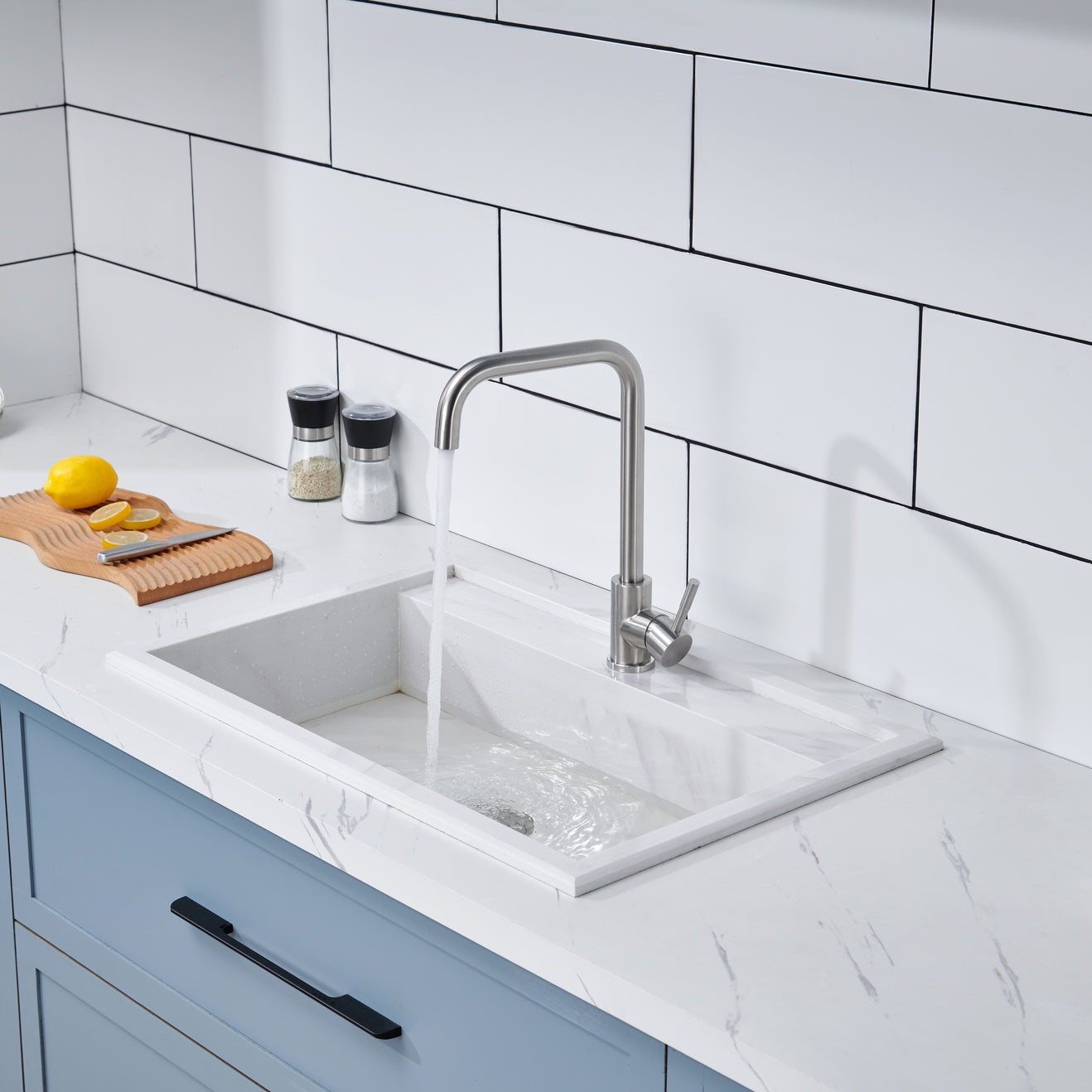 Brushed Nickel Stainless Steel Single-Handle High-Arc Kitchen Faucet