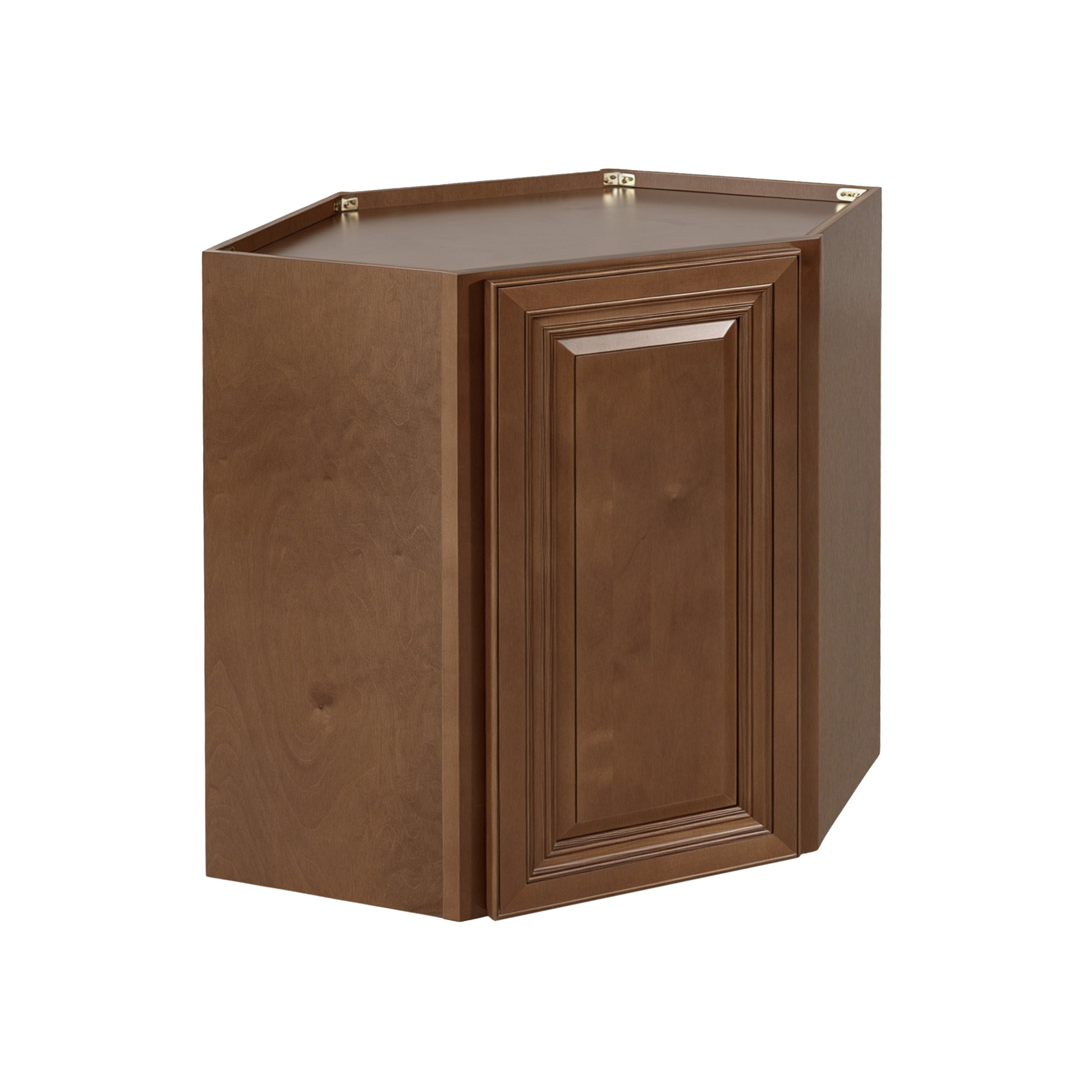 Dark Caramel RTA 24"W x 12"D x 30"H Wall Diagonal Corner Cabinet with 1 Door & 2 Shelves
