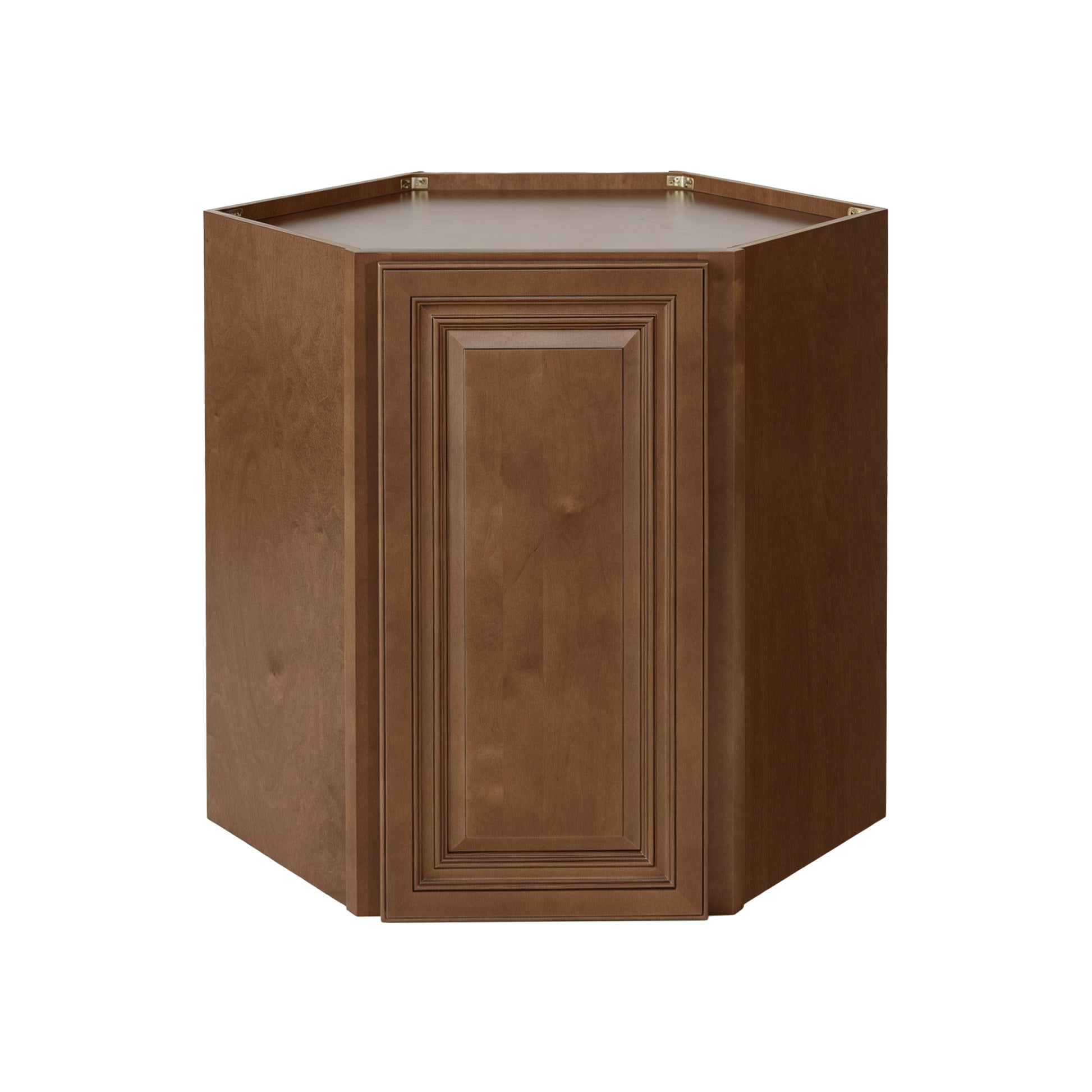 Dark Caramel RTA 24"W x 12"D x 30"H Wall Diagonal Corner Cabinet with 1 Door & 2 Shelves