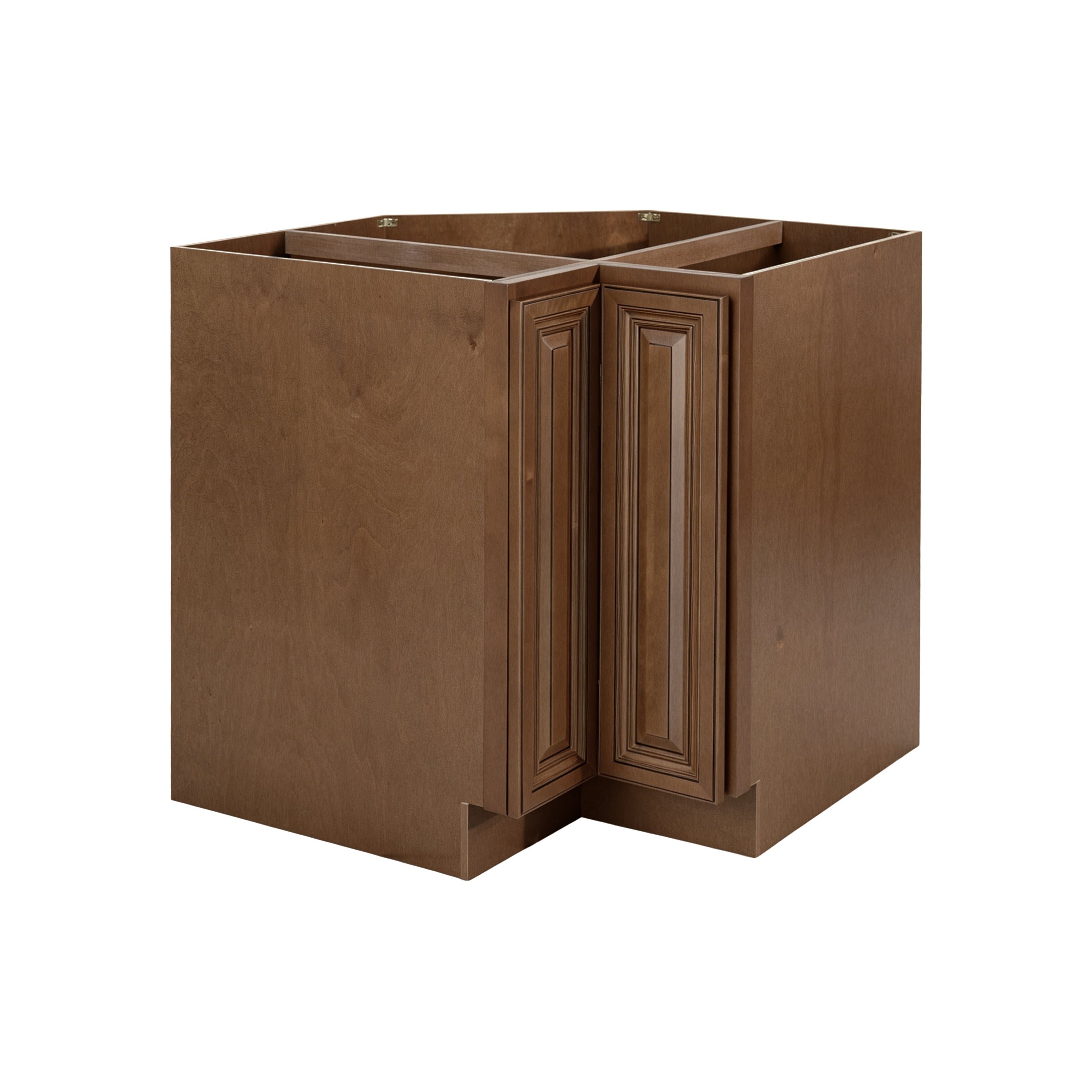 Dark Caramel RTA 33"W x 24"D x 34.5"H Lazy Susan Base with 1 Bifold & 2 Turntables