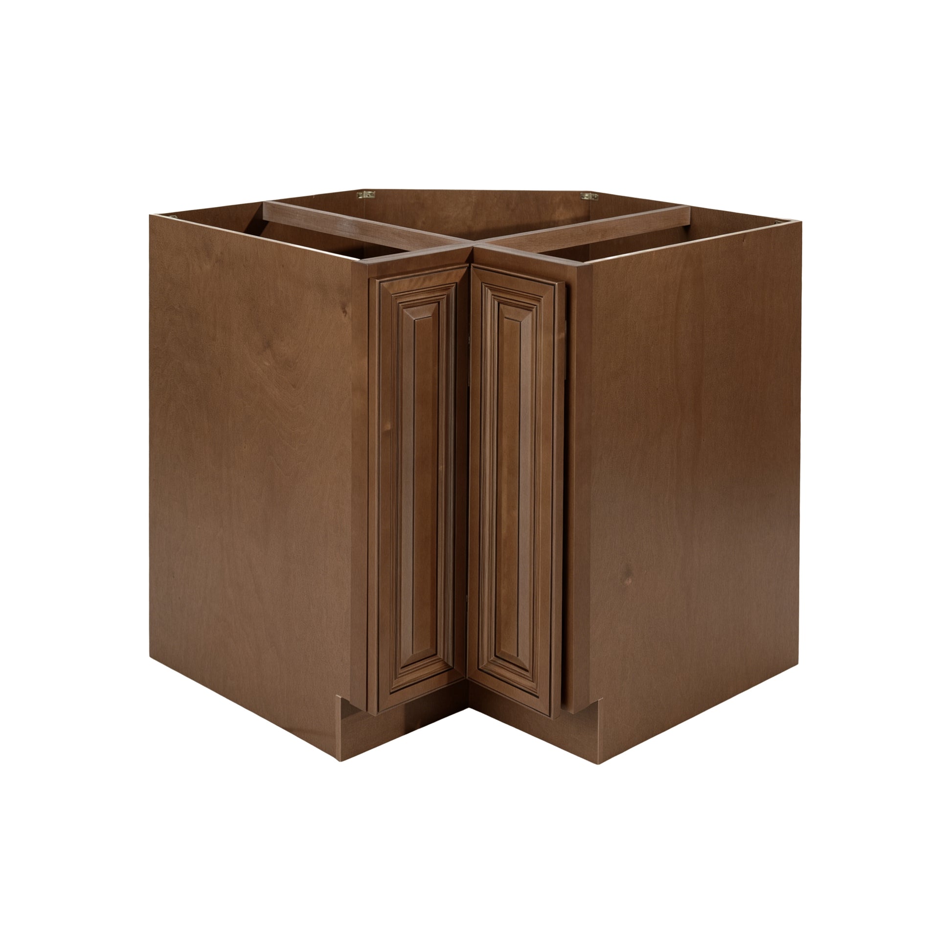 Dark Caramel RTA 33"W x 24"D x 34.5"H Lazy Susan Base with 1 Bifold & 2 Turntables