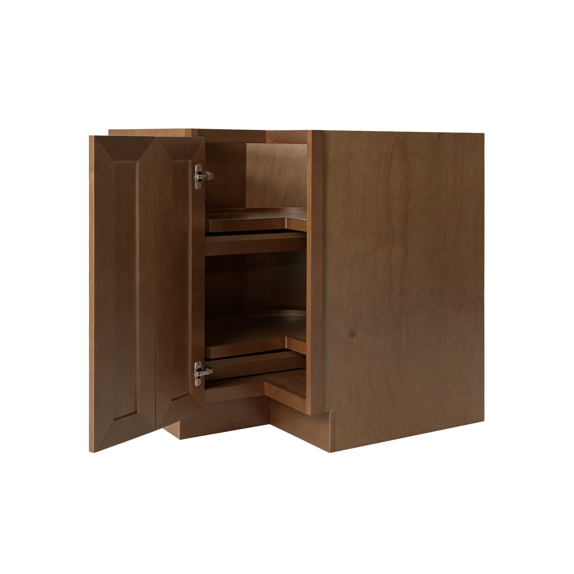 Dark Caramel RTA 33"W x 24"D x 34.5"H Lazy Susan Base with 1 Bifold & 2 Turntables