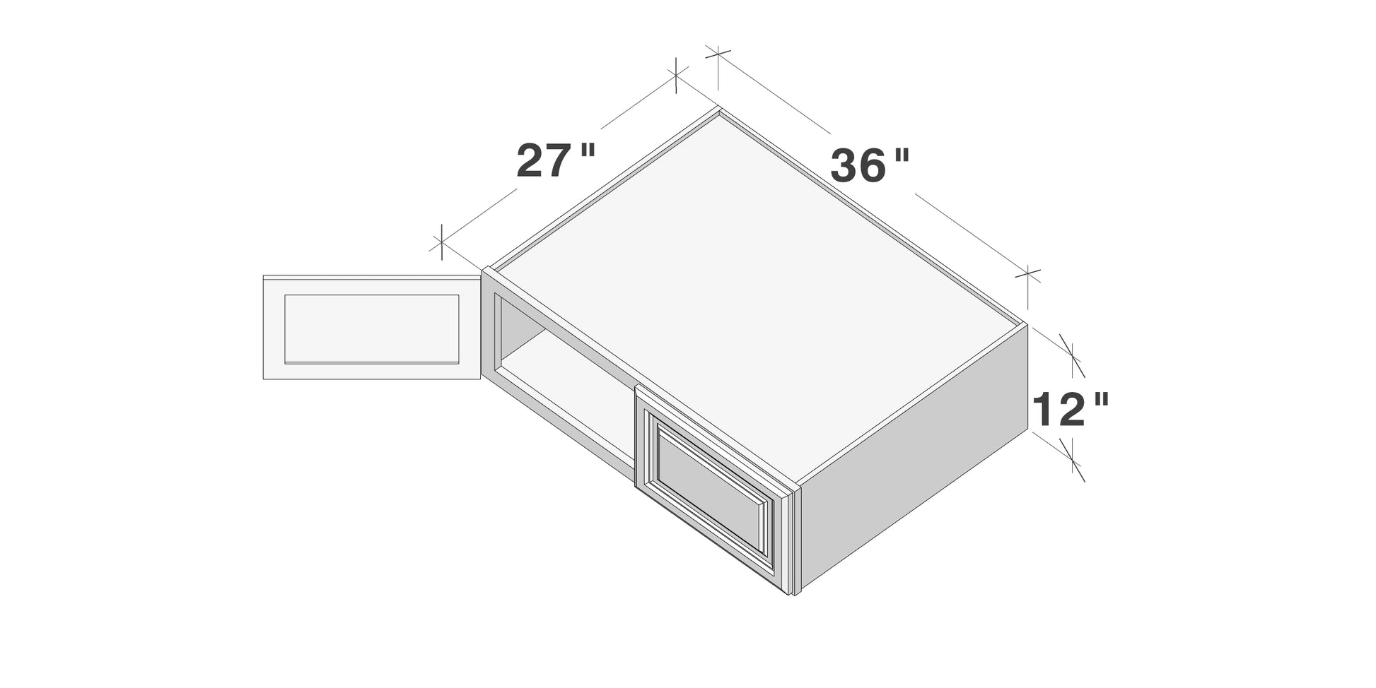 Dark Caramel RTA 36"W x 27"D x 12"H Deep Wall Cabinets with 2 Doors