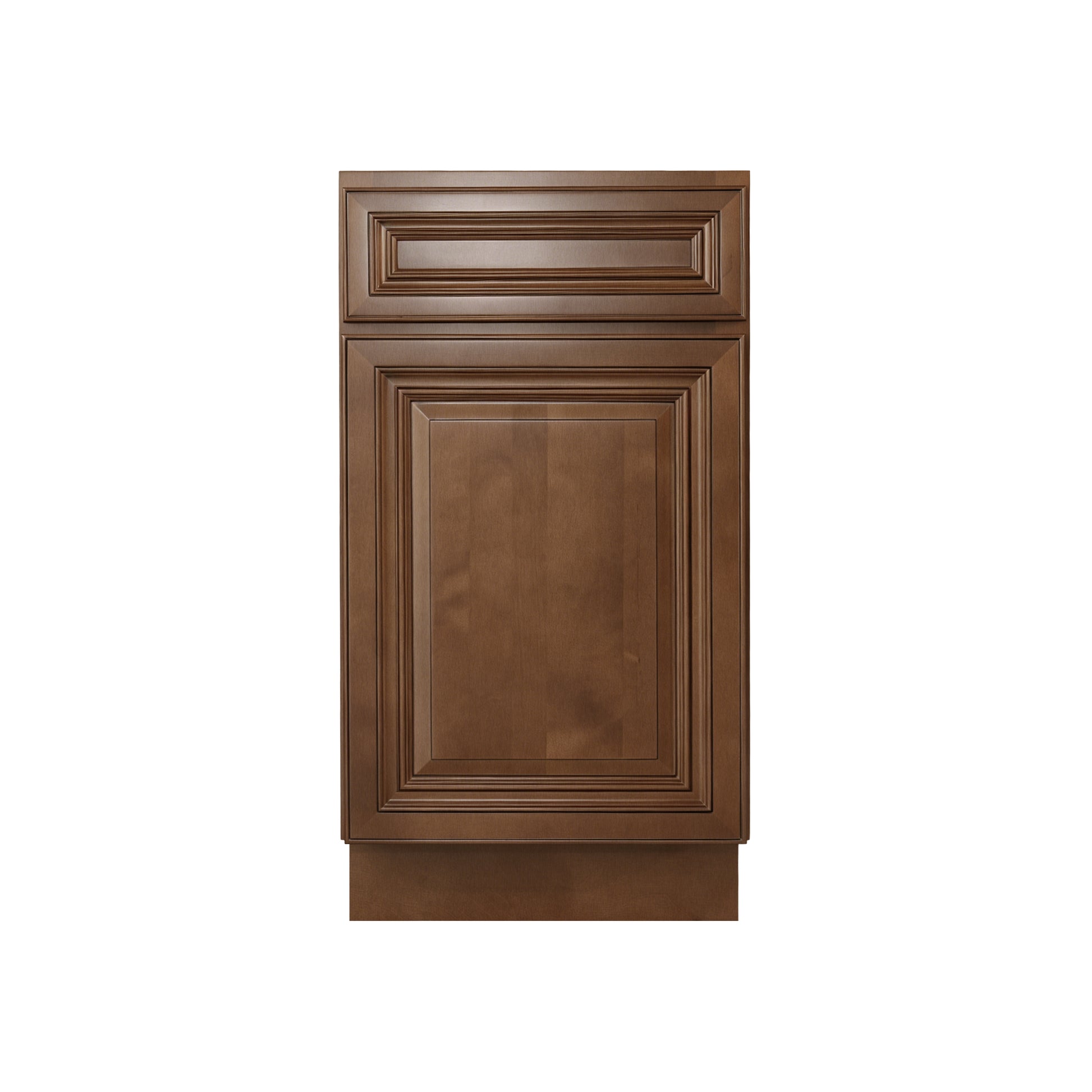 Dark Caramel RTA 18"W x 24"D x 34.5"H Waste Basket Base with 2 Drawers