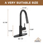 CASAINC Infrared Induction touchless pull down single handle Kitchen Faucet With LED Function in Matte Black/1.8gpm, soap dispenser contain-CASAINC
