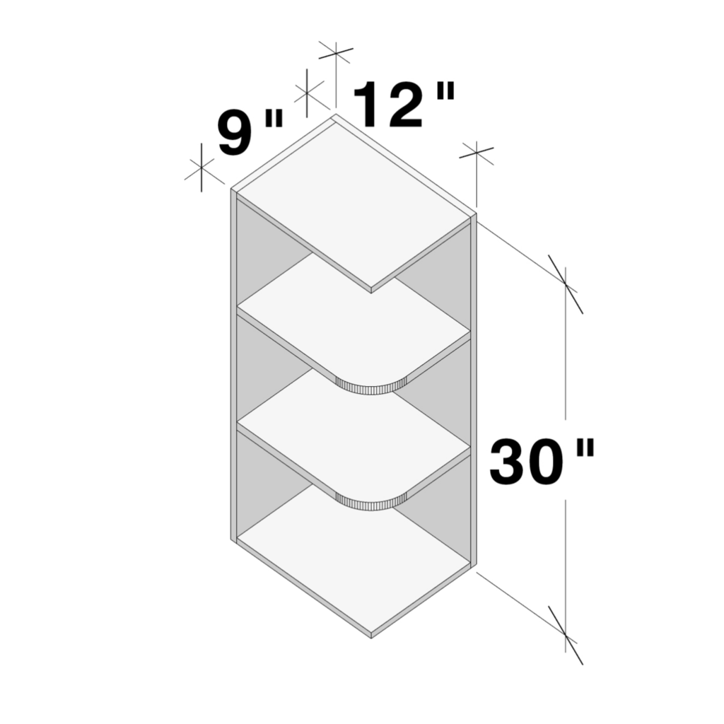 Dove Grey RTA 12"W x 30"H x 9"D 2-Shelf Wall End Open Shelf