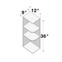 Dove Grey RTA 12"W x 36"H x 9"D 2-Shelf Wall End Open Shelf