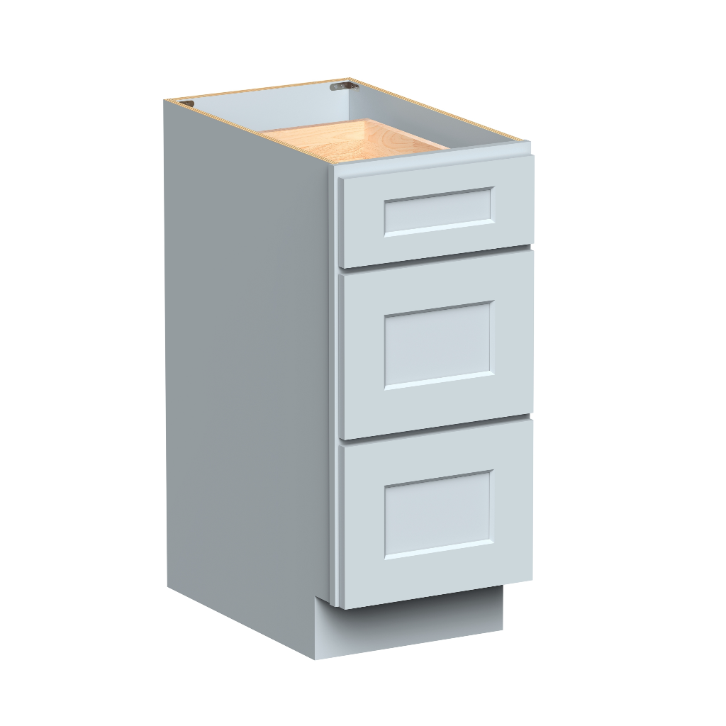 Dove Grey RTA 15"W x 34.5"H x 24"D Base Cabinet with 3 Drawers
