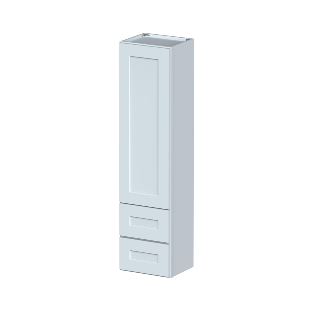 Dove Grey RTA 15"W x 60"H x 12"D Counter Linen Cabinet with 1 Door, 2 Drawers and 4 Shelves
