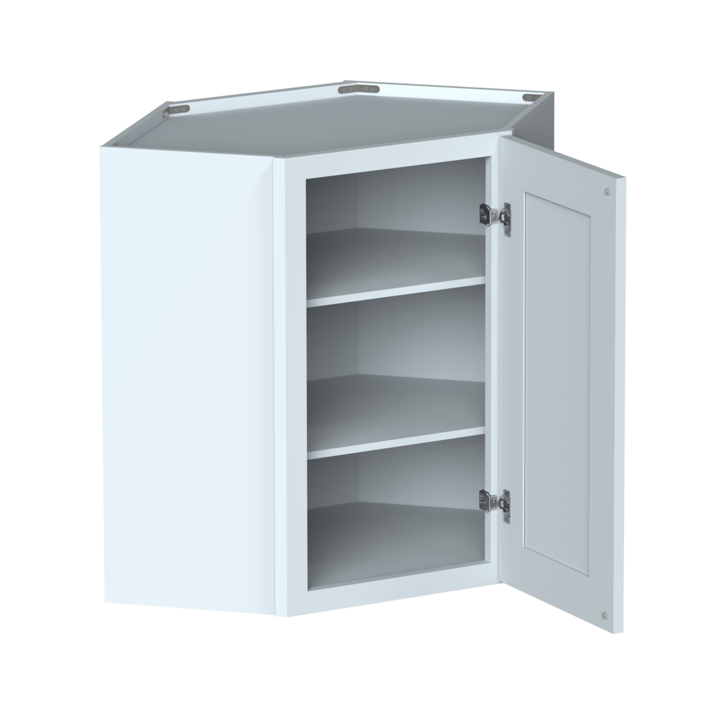 Dove Grey RTA 24"W x 30"H x 12"D Standard Corner Wall Cabinet with 1 Door and 2 Shelves