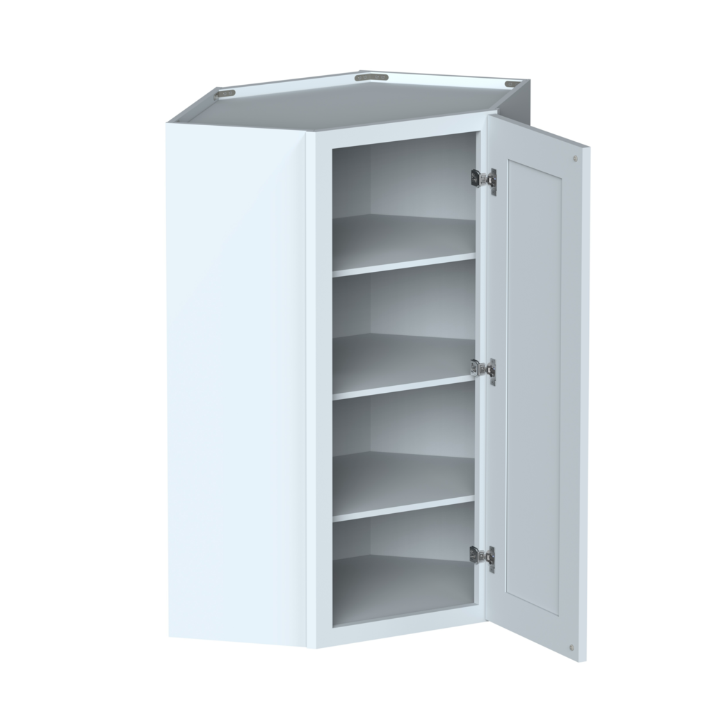 Dove Grey RTA 24"W x 42"H x 12"D Standard Corner Wall Cabinet with 1 Door and 3 Shelves