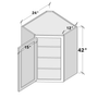 Dove Grey RTA 24"W x 42"H x 12"D Standard Corner Wall Cabinet with 1 Door and 3 Shelves
