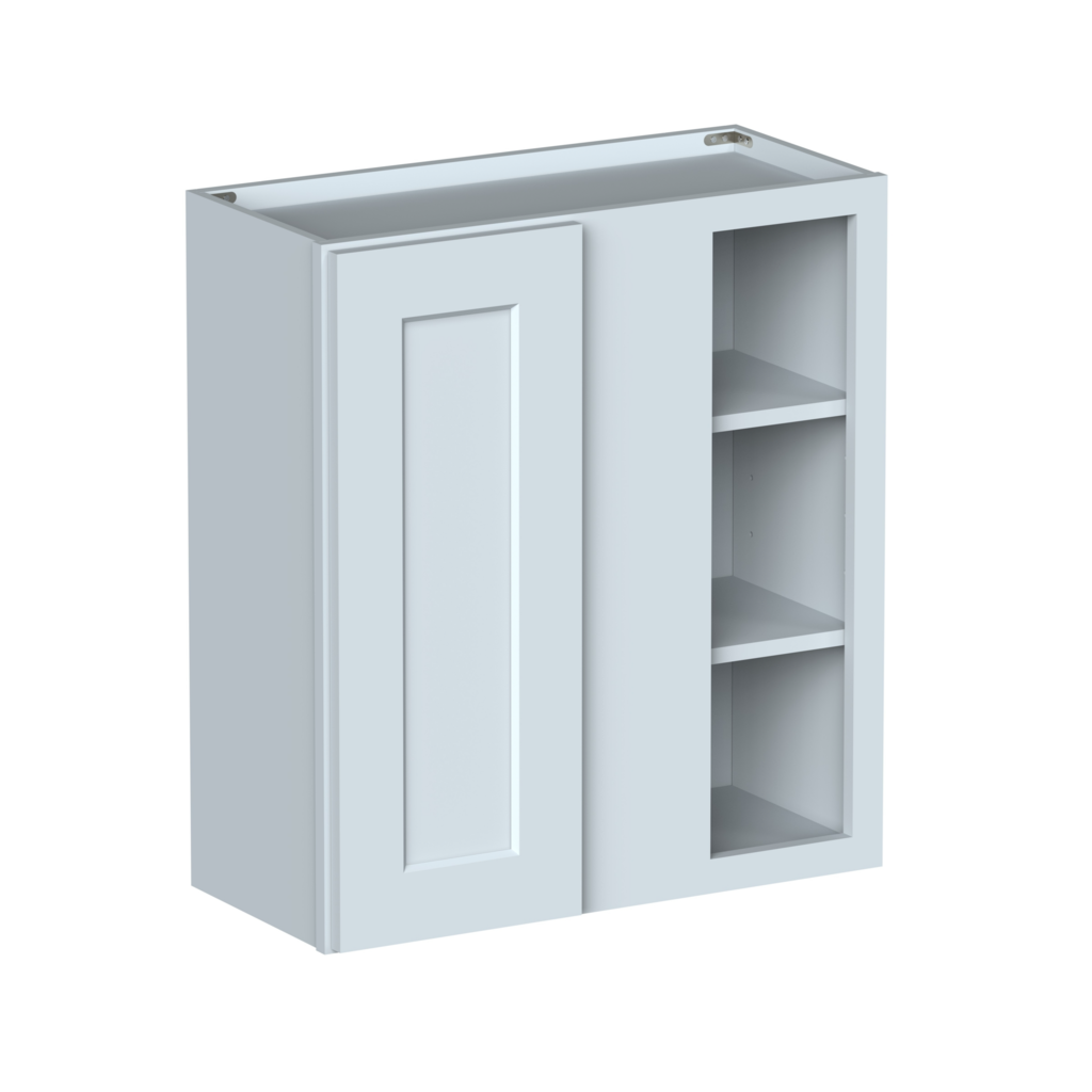 Dove Grey RTA 27"W x 30"H x 12"D Standard Corner Wall Cabinet with 1 Door and 2 Shelves