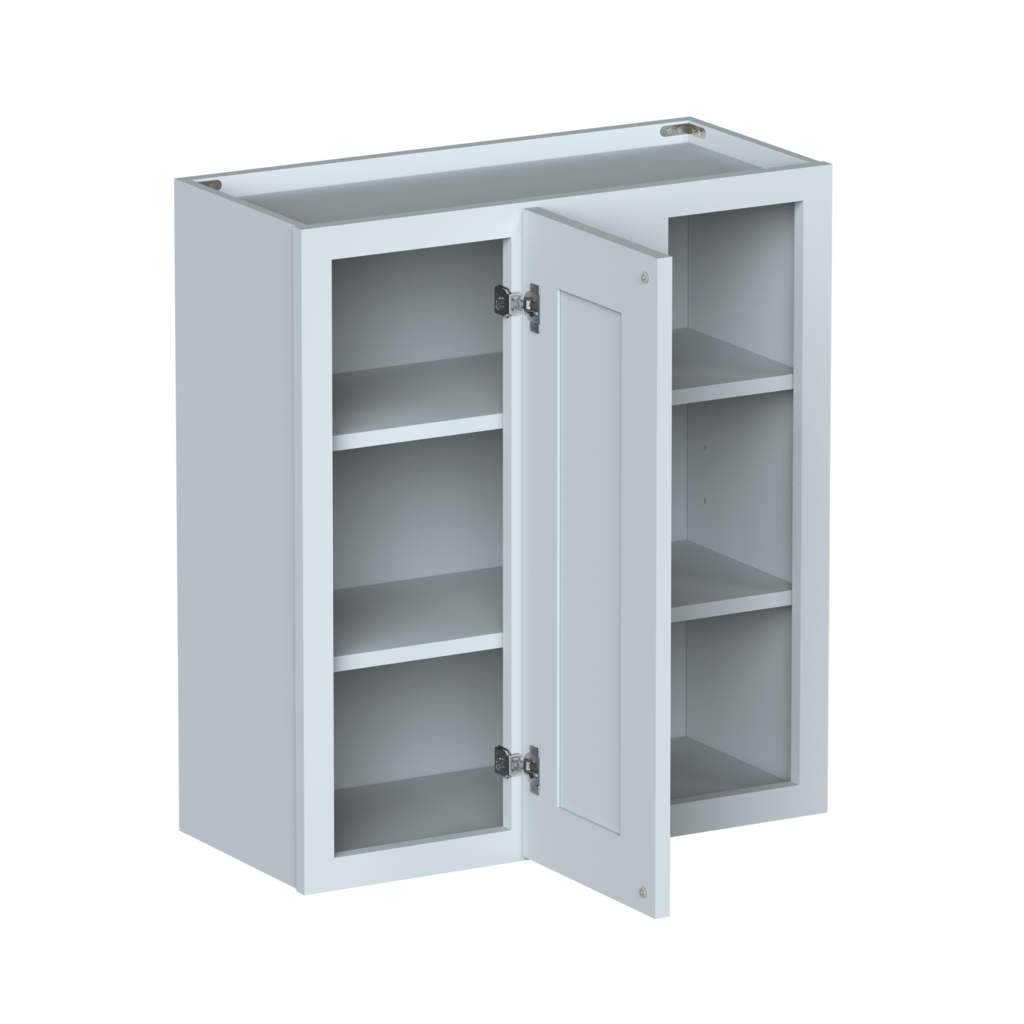 Dove Grey RTA 27"W x 30"H x 12"D Standard Corner Wall Cabinet with 1 Door and 2 Shelves