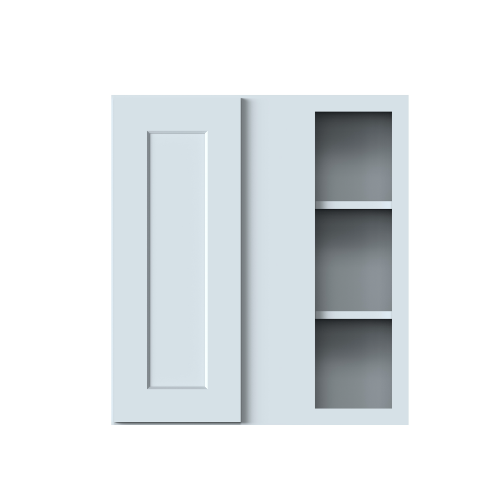 Dove Grey RTA 27"W x 30"H x 12"D Standard Corner Wall Cabinet with 1 Door and 2 Shelves