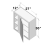 Dove Grey RTA 27"W x 30"H x 12"D Standard Corner Wall Cabinet with 1 Door and 2 Shelves
