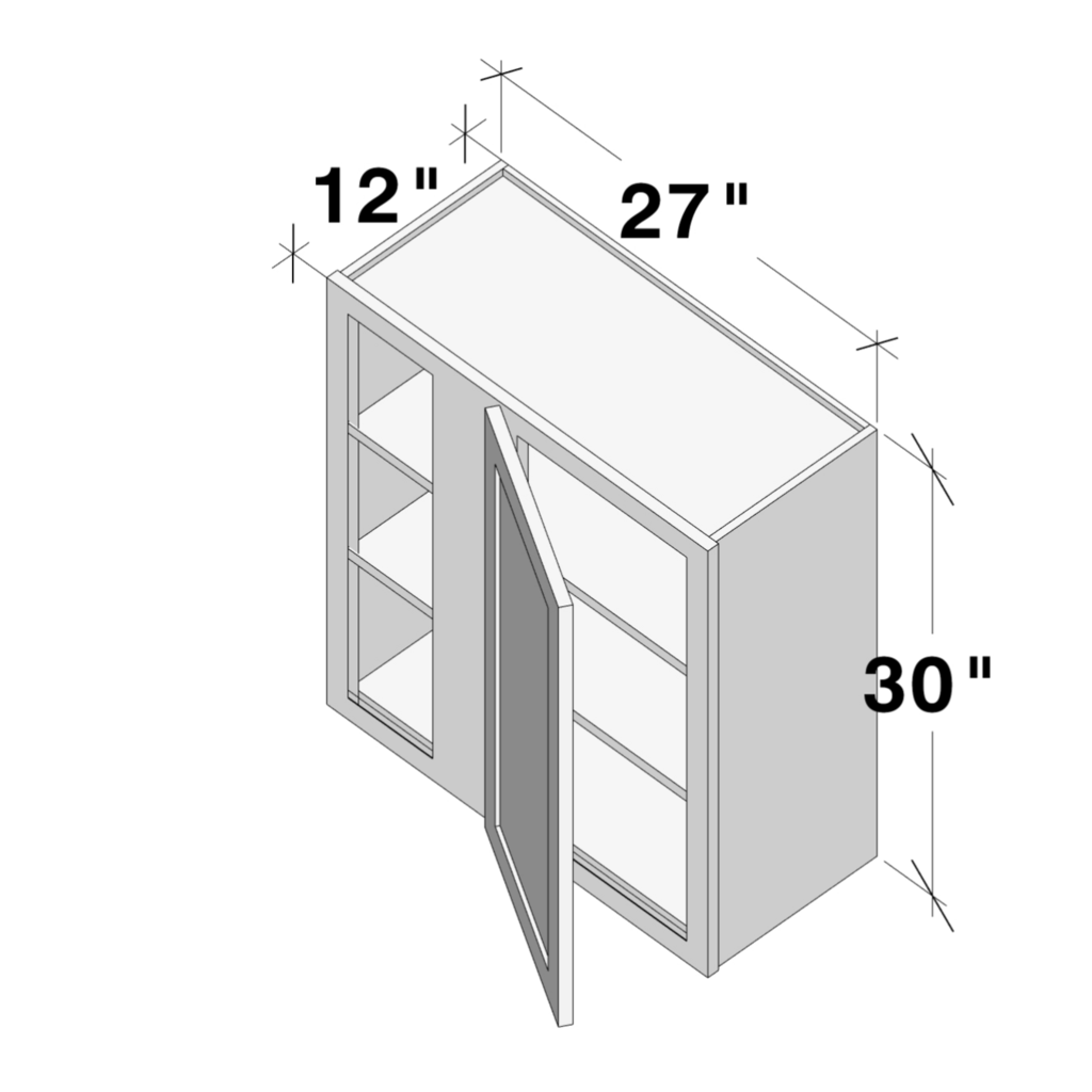 Dove Grey RTA 27"W x 30"H x 12"D Standard Corner Wall Cabinet with 1 Door and 2 Shelves