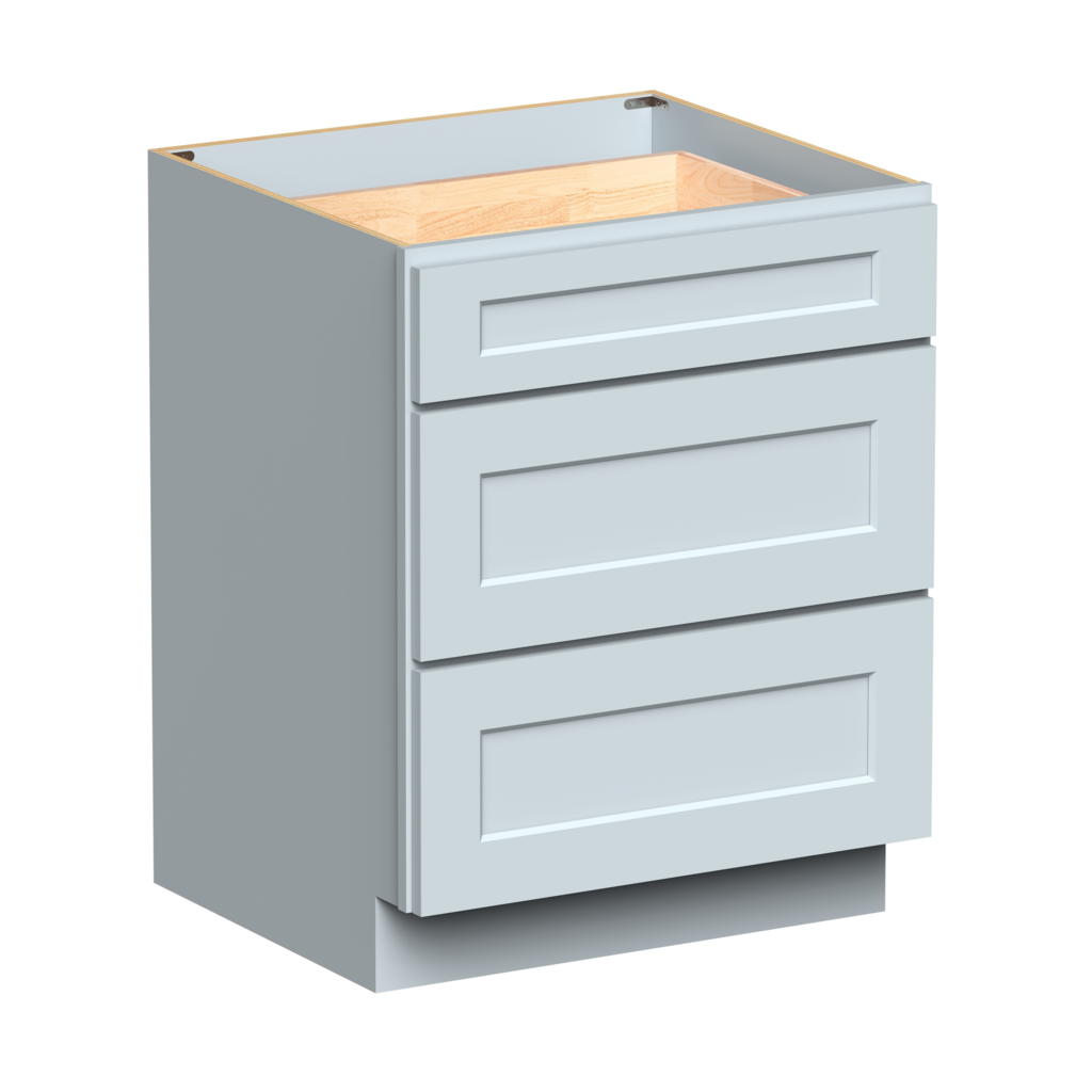 Dove Grey RTA 27"W x 34.5"H x 24"D Base Cabinet with 3 Drawers