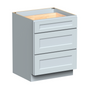 Dove Grey RTA 27"W x 34.5"H x 24"D Base Cabinet with 3 Drawers