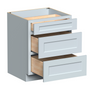 Dove Grey RTA 27"W x 34.5"H x 24"D Base Cabinet with 3 Drawers