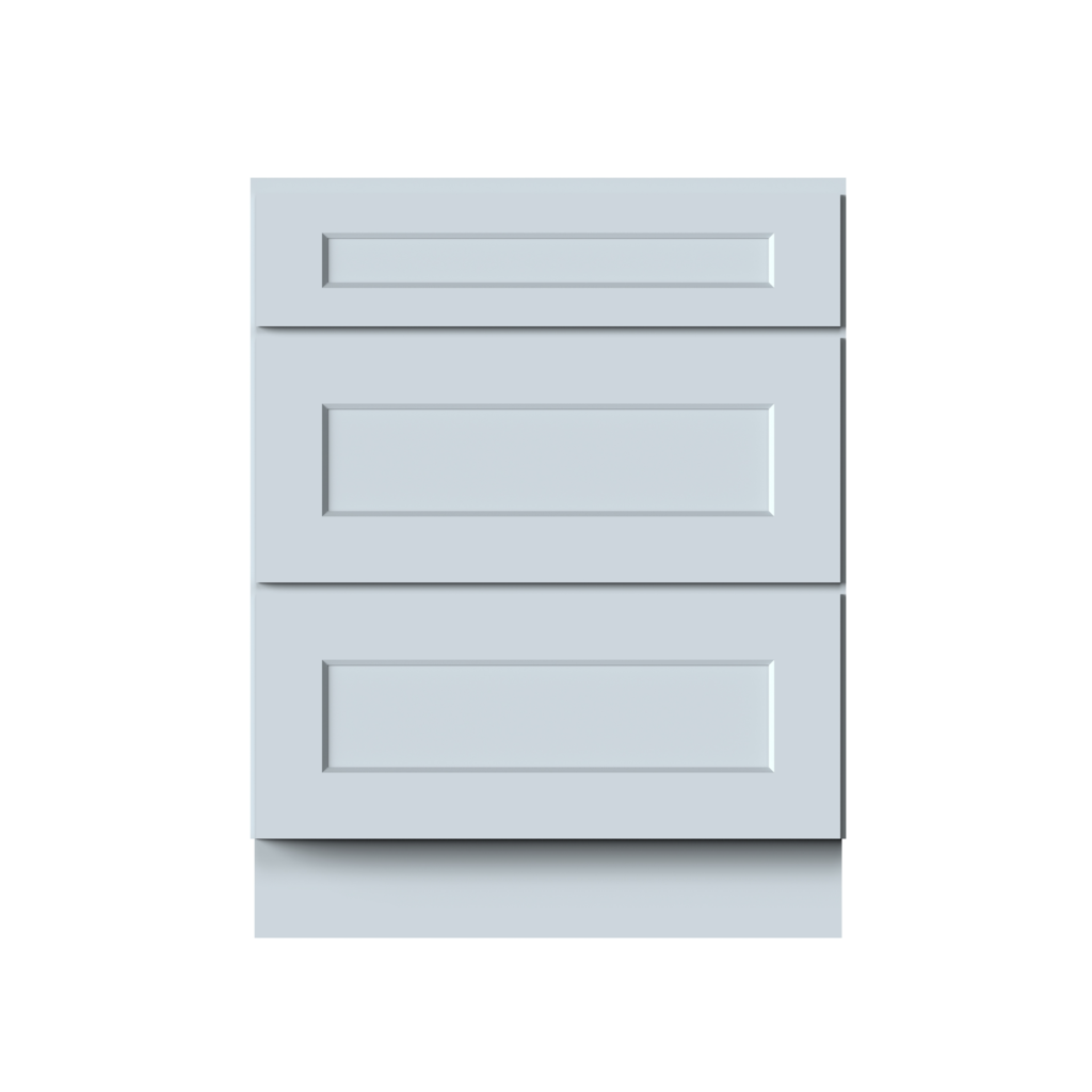 Dove Grey RTA 27"W x 34.5"H x 24"D Base Cabinet with 3 Drawers