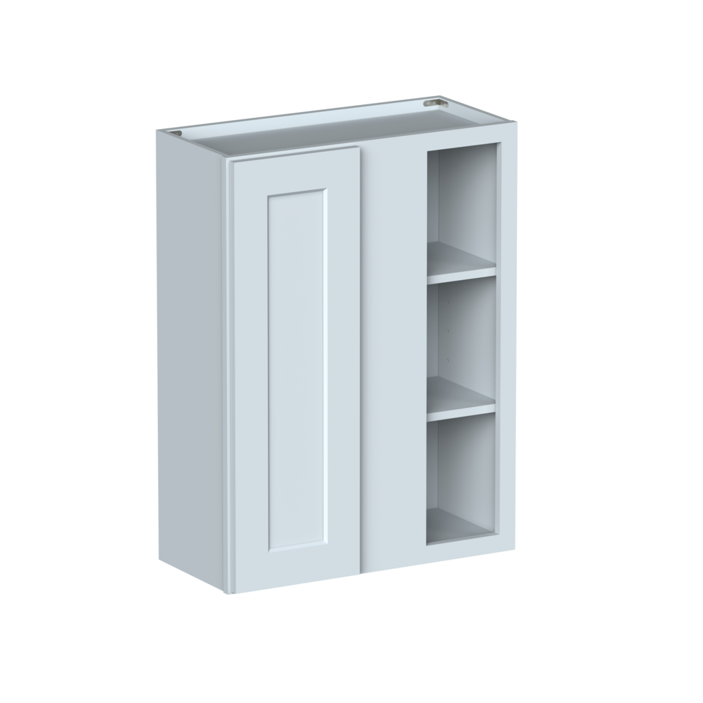 Dove Grey RTA 27"W x 36"H x 12"D Standard Corner Wall Cabinet with 1 Door and 2 Shelves