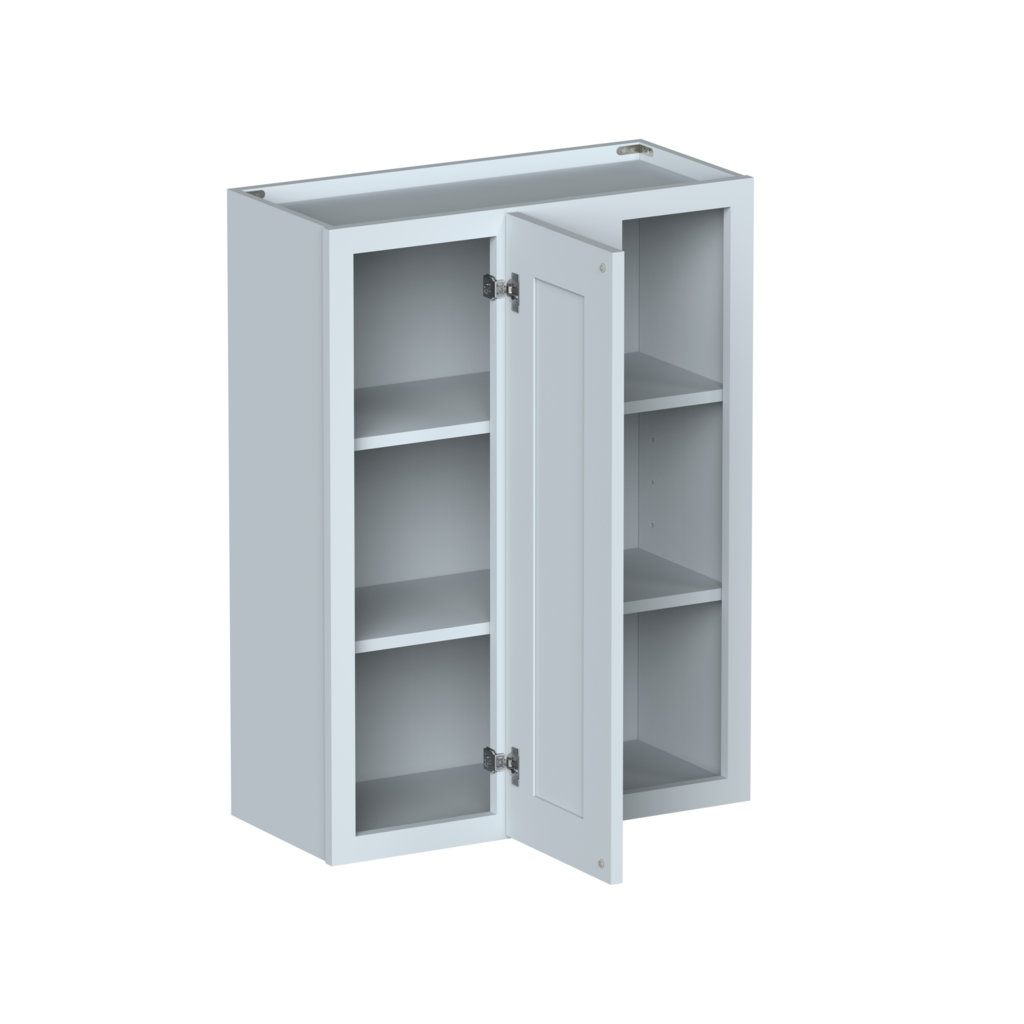 Dove Grey RTA 27"W x 36"H x 12"D Standard Corner Wall Cabinet with 1 Door and 2 Shelves