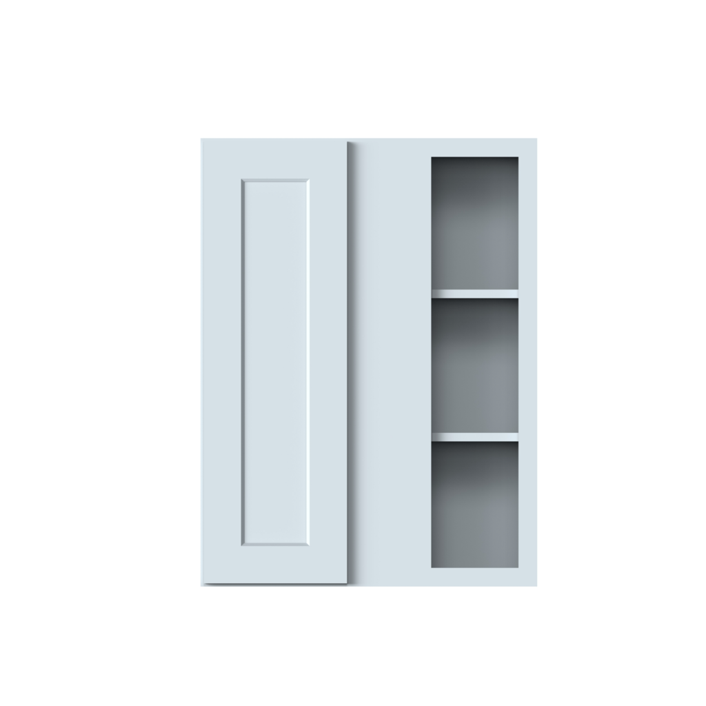Dove Grey RTA 27"W x 36"H x 12"D Standard Corner Wall Cabinet with 1 Door and 2 Shelves