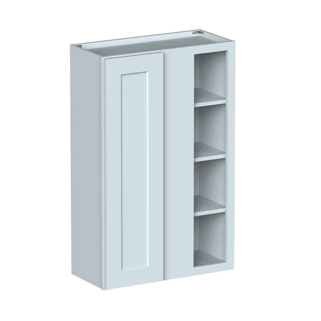 Dove Grey RTA 27"W x 42"H x 12"D Standard Corner Wall Cabinet with 1 Door and 3 Shelves