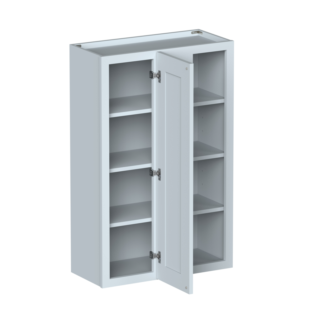 Dove Grey RTA 27"W x 42"H x 12"D Standard Corner Wall Cabinet with 1 Door and 3 Shelves