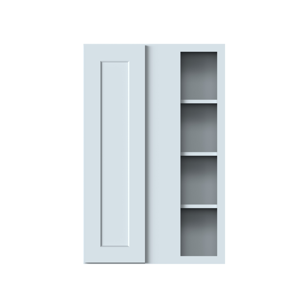 Dove Grey RTA 27"W x 42"H x 12"D Standard Corner Wall Cabinet with 1 Door and 3 Shelves