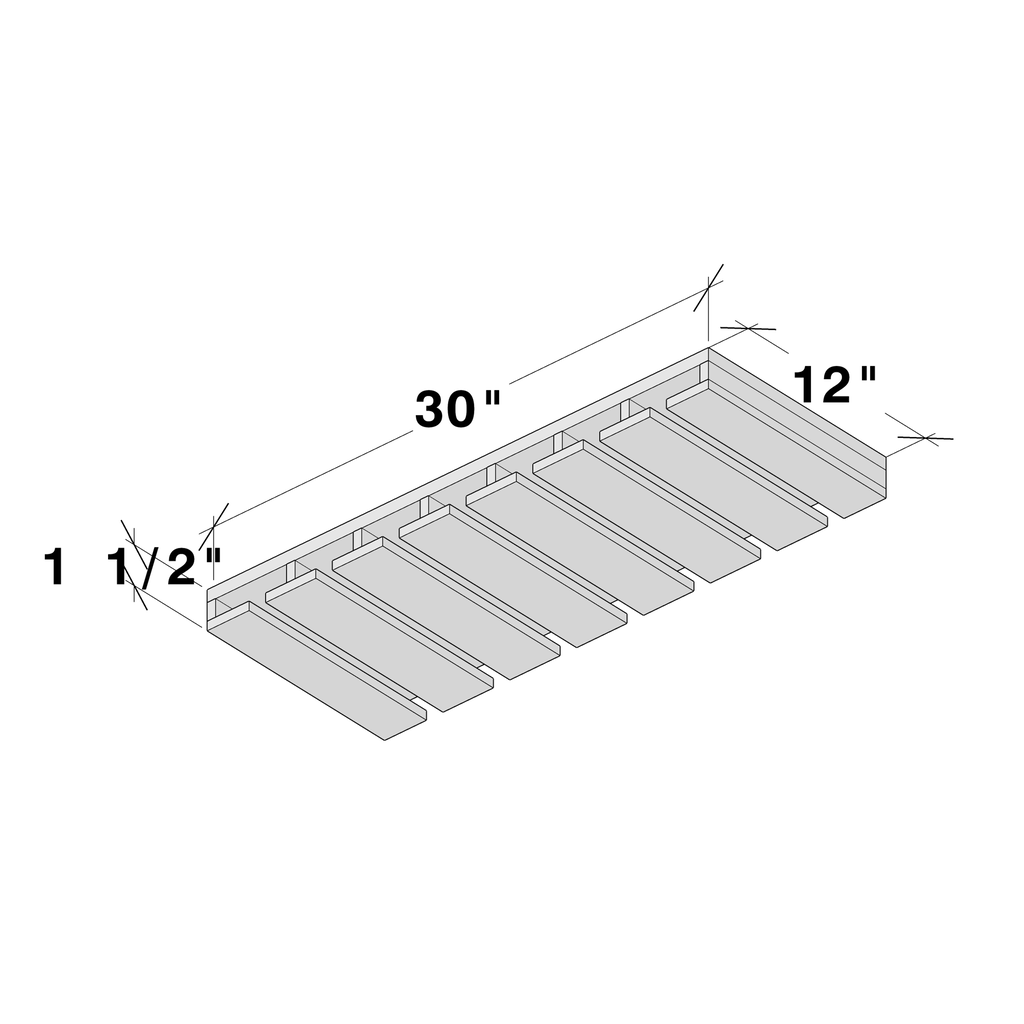 Dove Grey RTA 30"W x 1.5"H x 12"D Glass Holder