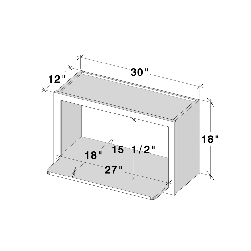Dove Grey RTA 30"W x 18"H x 12"D Wall Microwave Cabinet with 1 Shelf