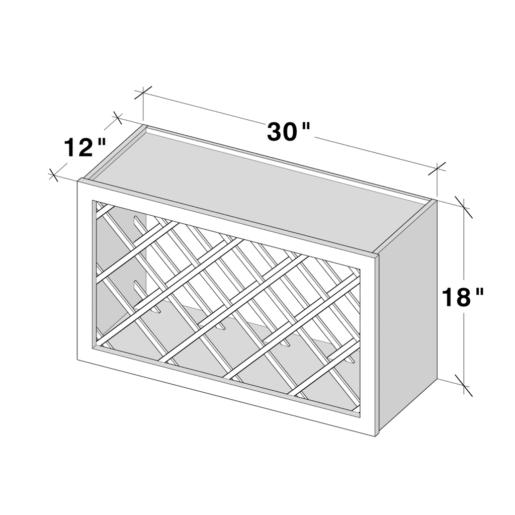 Dove Grey RTA 30"W x 18"H x 12"D Wine Rack Wall Cabinet