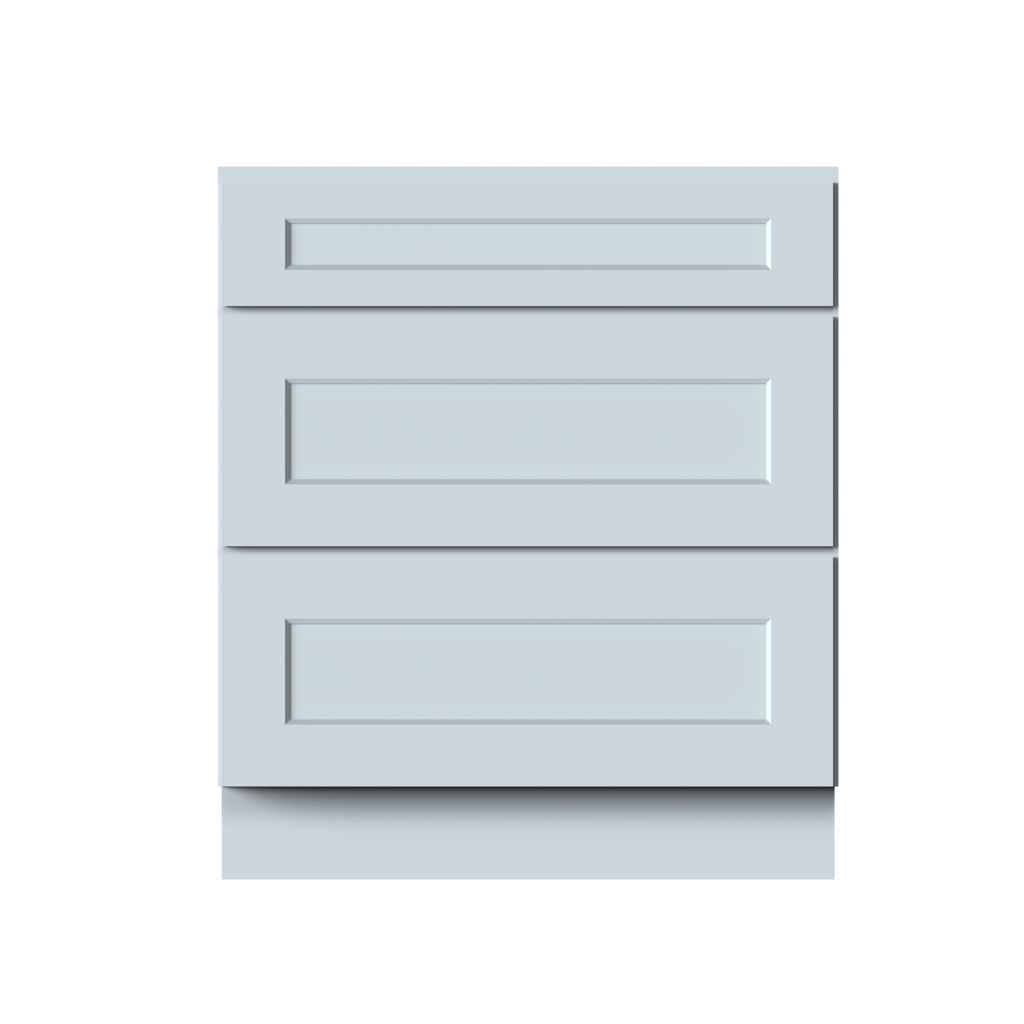 Dove Grey RTA 30"W x 34.5"H x 24"D Base Cabinet with 3 Drawers