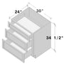 Dove Grey RTA 30"W x 34.5"H x 24"D Base Cabinet with 3 Drawers