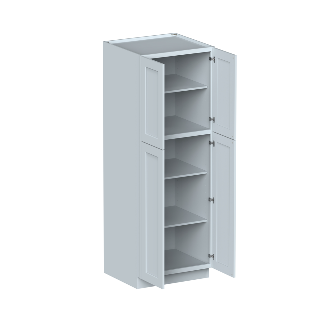 Dove Grey RTA 30"W x 84"H x 27"D Pantry Cabinet with 4 Doors and 5 Shelves