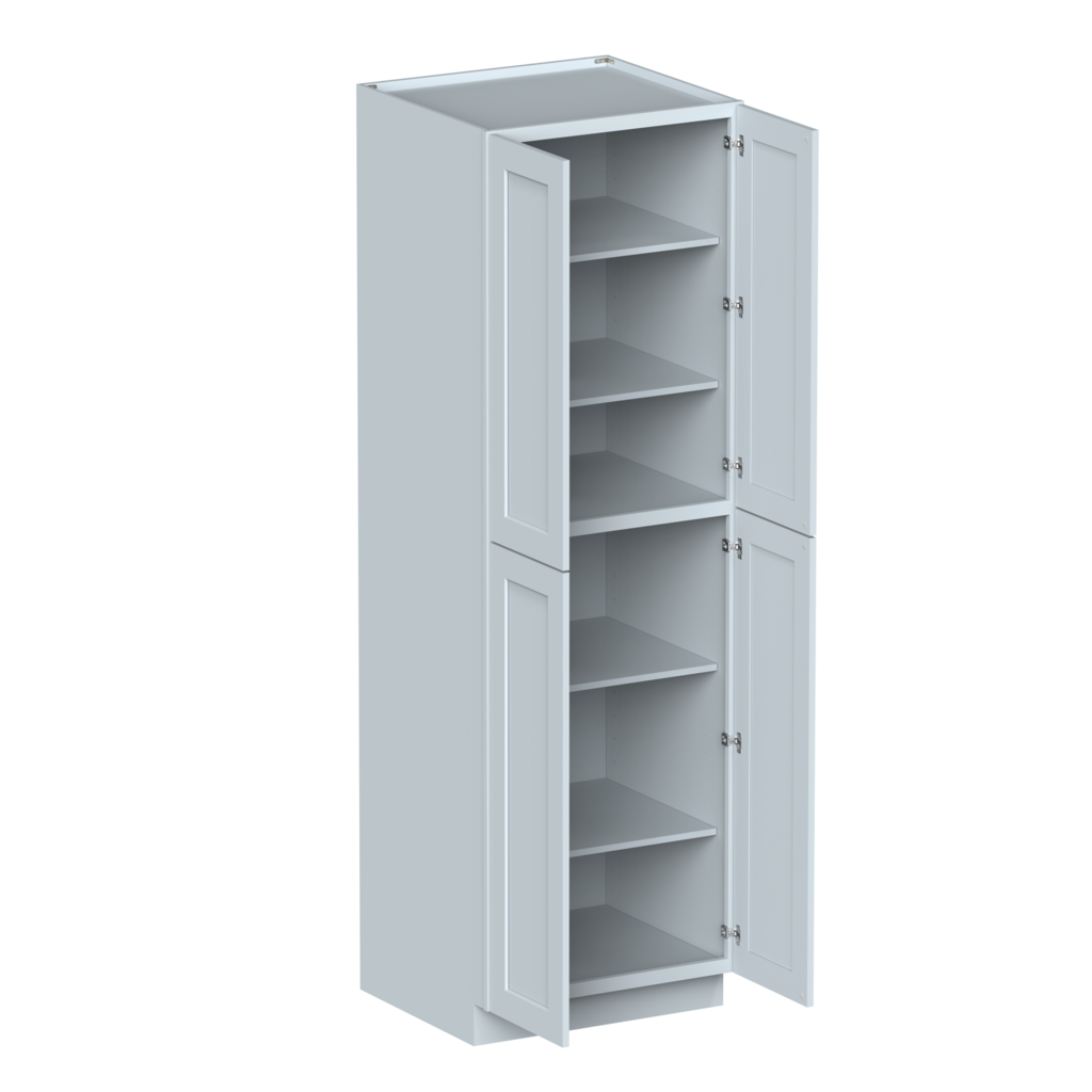 Dove Grey RTA 30"W x 96"H x 27"D Pantry Cabinet with 4 Doors and 6 Shelves